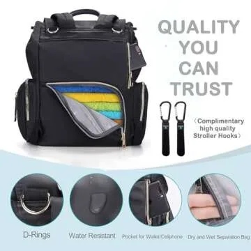 Hafmall Diaper Backpack Diaper Bag with Stroller Hooks, Pañaleras para Bebe, Diaper Backpack for Mom