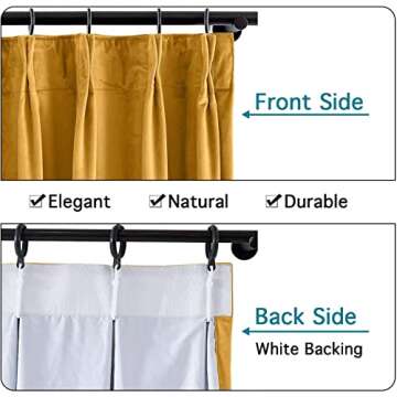 TWOPAGES 52 W x 84 L Pinch Pleat Room Darkening Velvet Curtain Drapery Panel for Traverse Rod or Track, Living Room Bedroom Meetingroom Club Theater Patio Door (1 Panel), Orange