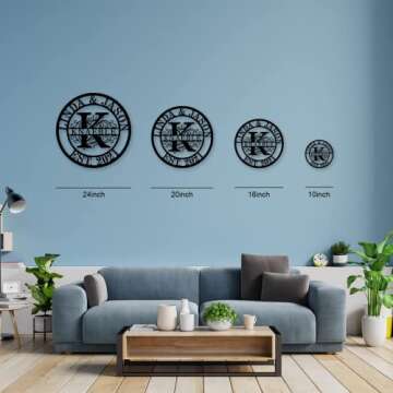 Personalized Family Name Sign Custom Last Name Metal Sign Personalized Metal Sign Personalized Monogram Wall Decor Split Letter Name Metal Monogram Signs
