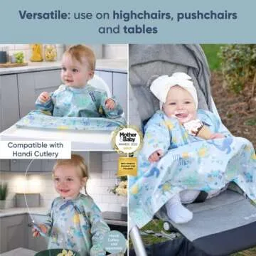 BIBaDO - Long Sleeve Baby Bibs - Babies & Toddlers 6-36 Months - Coverall Baby Led Weaning Bib - Easy Wipe, Soft & Waterproof