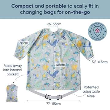 BIBaDO - Long Sleeve Baby Bibs - Babies & Toddlers 6-36 Months - Coverall Baby Led Weaning Bib - Easy Wipe, Soft & Waterproof