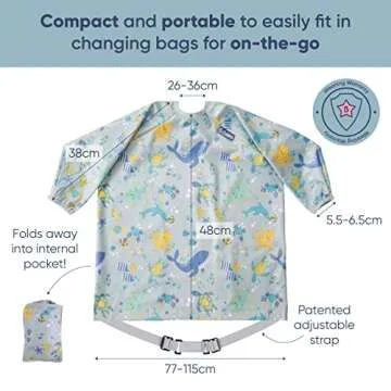 BIBaDO - Long Sleeve Baby Bibs - Babies & Toddlers 6-36 Months - Coverall Baby Led Weaning Bib - Easy Wipe, Soft & Waterproof