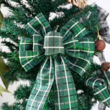 MEEDEE Green Buffalo Plaid Ribbon 25 Yards Wired Christmas Ribbon