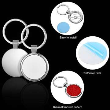 Chuangdi 12 Pieces Sublimation Blank Keychain Metal Heat Transfer Keychain Blank Board Key Rings for DIY Crafts Supplies, 3 Shapes