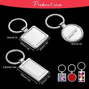 Chuangdi 12 Pieces Sublimation Blank Keychain Metal Heat Transfer Keychain Blank Board Key Rings for DIY Crafts Supplies, 3 Shapes