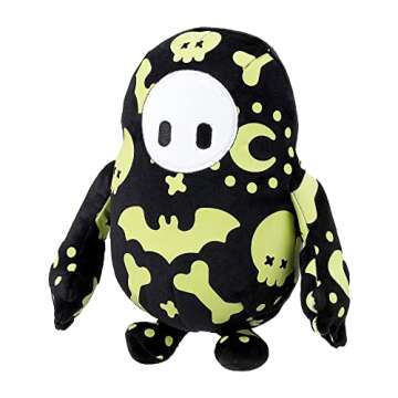 FALL GUYS Ultimate Knockout Small 8" Collectible Plush Toy - Glow in The Dark Spooky Doodles