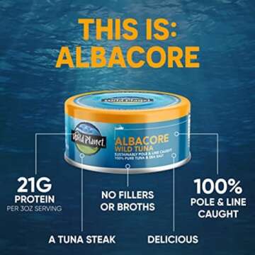 Wild Planet Albacore Tuna, Sustainably Caught, Pack of 12