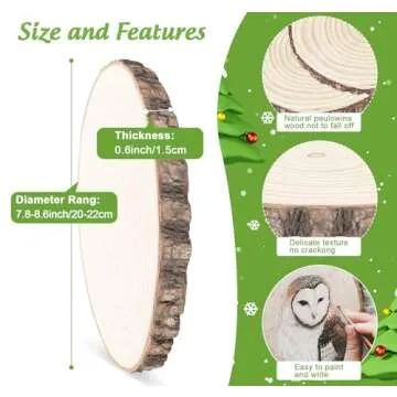 2 Pack Wood Slices for Centerpieces 8-9 inches Nature Unfinished Round Wood Chips for Crafts, Large ...