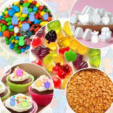 Palksky 4PCS Fruit Snack Molds Silicone, Gummy Molds Trays with Dropper for Candy Chocolate Gummies Baking(Cherries Grape Banana Apple Pineapple)