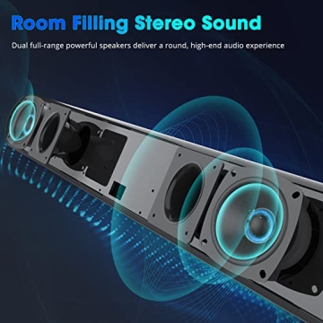 BESTISAN Soundbar Bluetooth 5.0 Enhanced Bass Wall Mountable