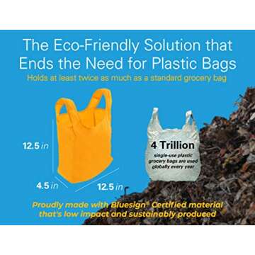 Sturdy Reusable Grocery Bags Foldable and Washable - Made From RipStop Nylon Hold 50lbs - Designed in USA Reusable Shopping Bags Inside a Compact Pod with Carry Clip - 10 Pack in Orange