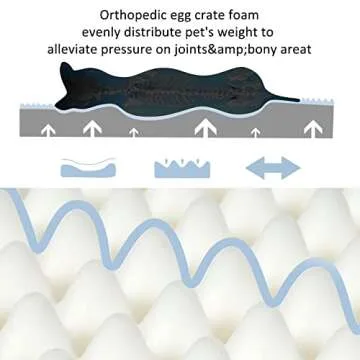 Bedfolks 4" Thick Orthopedic Dog Bed for Large Dogs, Egg Crate Foam Dog Bed with Lining and Removable Cover, Reversible Washable Dog Mattress for Crate, Cowhide