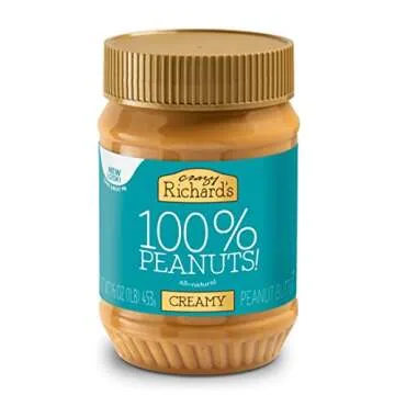Crazy Richard's 100% All-Natural Creamy Peanut Butter, No Added Sugar Peanut Butter Non-GMO, Vegan (16 Ounce (Pack of 1))