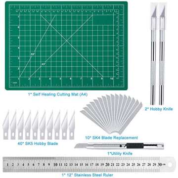 Cridoz Craft Knife Precision Cutter Carving Hobby Knife Kit Includes Self Healing Cutting Mat Hobby Knife and Blades Stainless Steel Ruler for Art Hobby Craft Scrapbooking Stencil