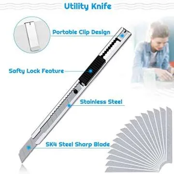 Cridoz Craft Knife Precision Cutter Carving Hobby Knife Kit Includes Self Healing Cutting Mat Hobby Knife and Blades Stainless Steel Ruler for Art Hobby Craft Scrapbooking Stencil