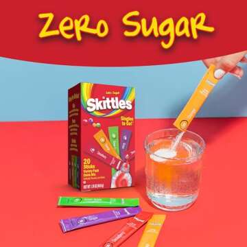 Skittles Singles To Go Variety Pack, Watertok Powdered Drink Mix, Zero Sugar, Low Calorie, Includes 4 Flavors, 1 Box (20 Single Servings) (Fruity)