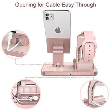 KANGYA 3 in 1 Charging Stand, Charging Dock Compatible with Airpods Pro 2/1 Apple Watch SE/6/5/4/3/2 iPhone 13 12 11 SE 2020 Xs Max XR X 8 7 6S 6 Plus 5S 5 Android Smartphone iPad Tablet, Rose Gold