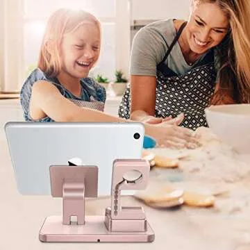 KANGYA 3 in 1 Charging Stand, Charging Dock Compatible with Airpods Pro 2/1 Apple Watch SE/6/5/4/3/2 iPhone 13 12 11 SE 2020 Xs Max XR X 8 7 6S 6 Plus 5S 5 Android Smartphone iPad Tablet, Rose Gold