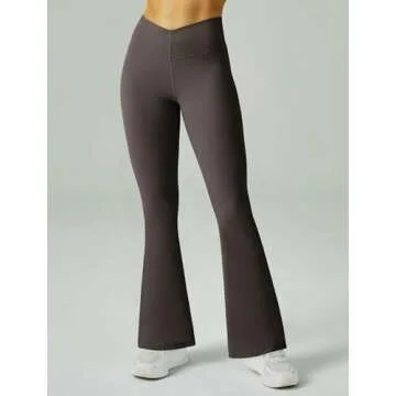 FireSwan Women's Flare Yoga Pants V Waist Flared Leggings High Waisted Bootcut Workout Pants Tummy C...