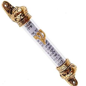 Silver Plated/Red Bronze Plated/Gold Plated Crown Cover 4.6 inch Mezuzah & Scroll, Judaica Israel Gi...
