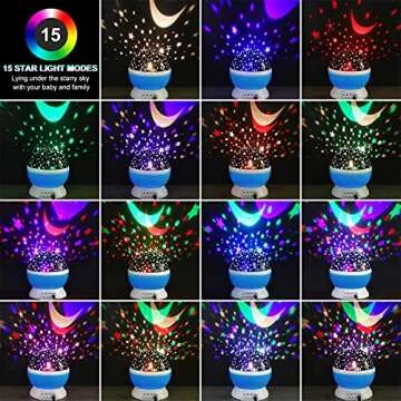 Votozi Night Light for Kids, Kids Night Light, Moon and Star Projector 360 Degree Rotation - 4 LED Bulbs 9 Light Color Changing with USB Cable, Unique Gift for Men Women Children