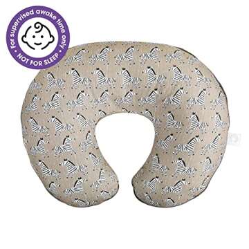 Boppy Nursing Pillow Original Support, Sand Zebra, Ergonomic Nursing Essentials for Bottle and Breastfeeding, Firm Fiber Fill, with Removable Nursing Pillow Cover, Machine Washable