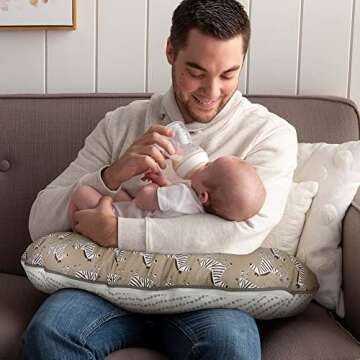 Boppy Nursing Pillow Original Support, Sand Zebra, Ergonomic Nursing Essentials for Bottle and Breastfeeding, Firm Fiber Fill, with Removable Nursing Pillow Cover, Machine Washable