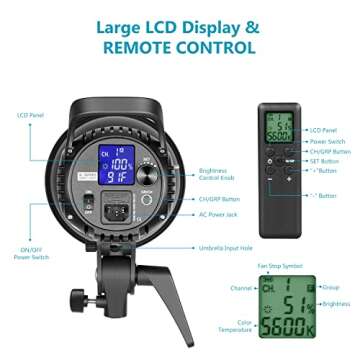 Neewer SL-60W LED Video Light White 5600K Version, 60W CRI 95+, TLCI 90+ with Remote Control and Reflector, Continuous Lighting Bowens Mount for Video Recording, Children Photography, Outdoor Shooting