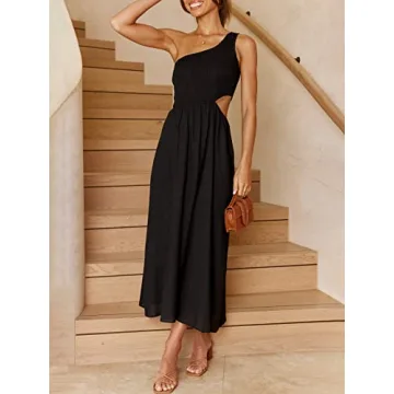 Stylish ANRABESS Women's One Shoulder Summer Dress