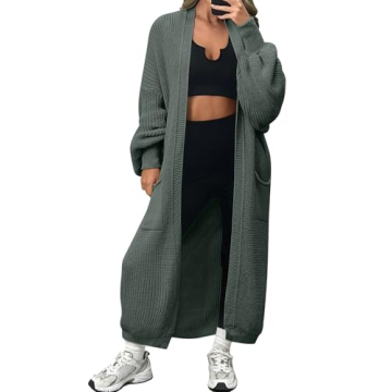 LILLUSORY Womens Long Cardigan Sweater Plus Size Oversized Chunky Ribbed Cable Knit Cozy Fall Coat O...