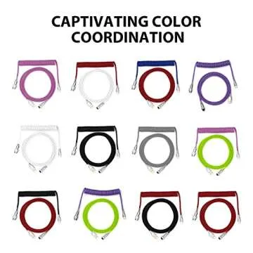 EPOMAKER Mix 1.8m Coiled Keyboard Cable, USB C to USB A TPU Cable for Mechanical Gaming Keyboard, with Detachable Metal Aviator for Custom Keyboard, White