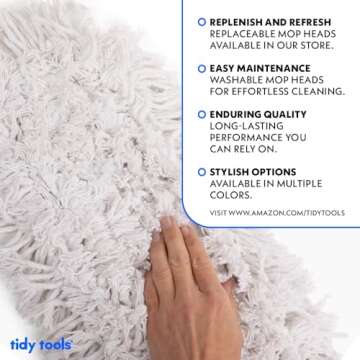 Tidy Tools Commercial Dust Mop & Floor Sweeper, 36 in. Dust Mop for Hardwood Floors, Cotton Reusable Dust Mop Head, Wooden Broom Handle, Industrial Dry Mop for Floor Cleaning & Janitorial Supplies…