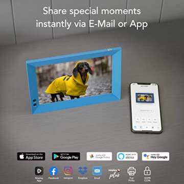 Lola Smart Digital Picture Frame 8 Inch, Share Moments Instantly via E-Mail or App - Blueberry