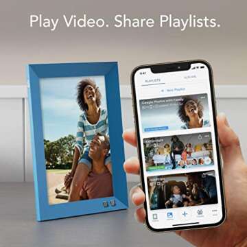 Lola Smart Digital Picture Frame 8 Inch, Share Moments Instantly via E-Mail or App - Blueberry