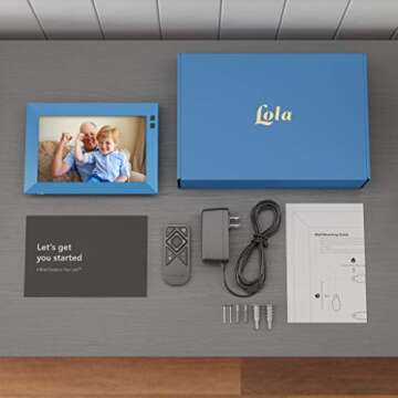 Lola Smart Digital Picture Frame 8 Inch, Share Moments Instantly via E-Mail or App - Blueberry