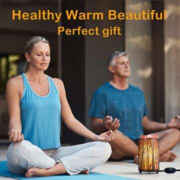 Himalayan Pink Salt Lamp, Natural Salt Rock Lamp with Retro Forest Basket and Dimmer Switch, Romantic Night Light Plug in, Decor Desk Lamp