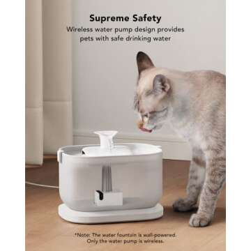PETLIBRO Cat Water Fountain with Wireless Pump, 2.5L/84oz Dockstream Automatic Pet Water Fountain, Easy to Clean & Assemble, BPA-Free Cat Fountain Water Bowl, Dog Water Dispenser with Two Flow Modes