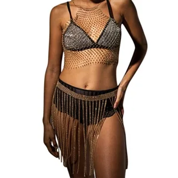 Glitter Rhinestone Halter Tank Top for Women