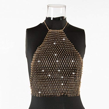 Glitter Rhinestone Halter Tank Top for Women