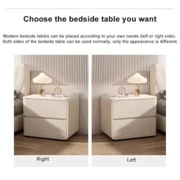 TPTBON Minimalist Bedside Table with Microfiber Leather Wrap