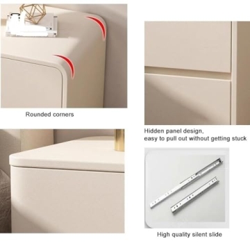 TPTBON Minimalist Bedside Table with Microfiber Leather Wrap
