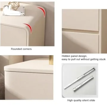 TPTBON Minimalist Bedside Table with Microfiber Leather Wrap