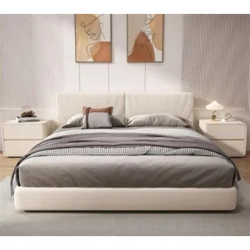 TPTBON Minimalist Bedside Table with Microfiber Leather Wrap