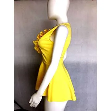 Elegant Sleeveless Ruffle Hem Peplum Blouse - Yellow