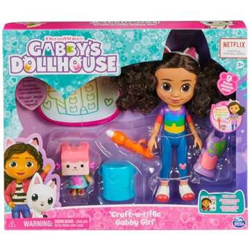 Gabby’s Dollhouse, Gabby Deluxe Craft Dolls and Accessories with Water Pad and Water Brush Pen, Ki...