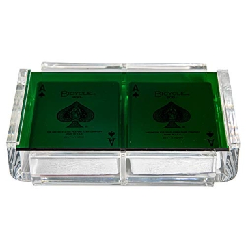 Luxe Dominoes Modern Elegant Playing Card Deck Holder Tray with 2 Decks of Playing Cards in Unique S...