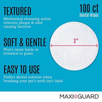 MAXI/GUARD Dental Cleansing Wipes for Dogs, Cats, Horses and Companion Animals (100 Wipes), Light Blue/White