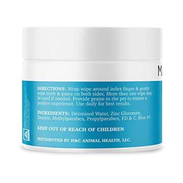 MAXI/GUARD Dental Cleansing Wipes for Dogs, Cats, Horses and Companion Animals (100 Wipes), Light Blue/White