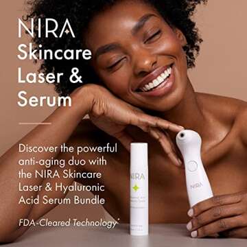 NIRA Skincare Laser & Serum Bundle - Includes Anti-Aging Laser & Hyaluronic Acid Serum - Reduces Appearance of Fine Lines & Wrinkles - FDA Cleared