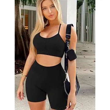 OYS Women's Seamless Black Workout Set - Stylish & Functional Activewear